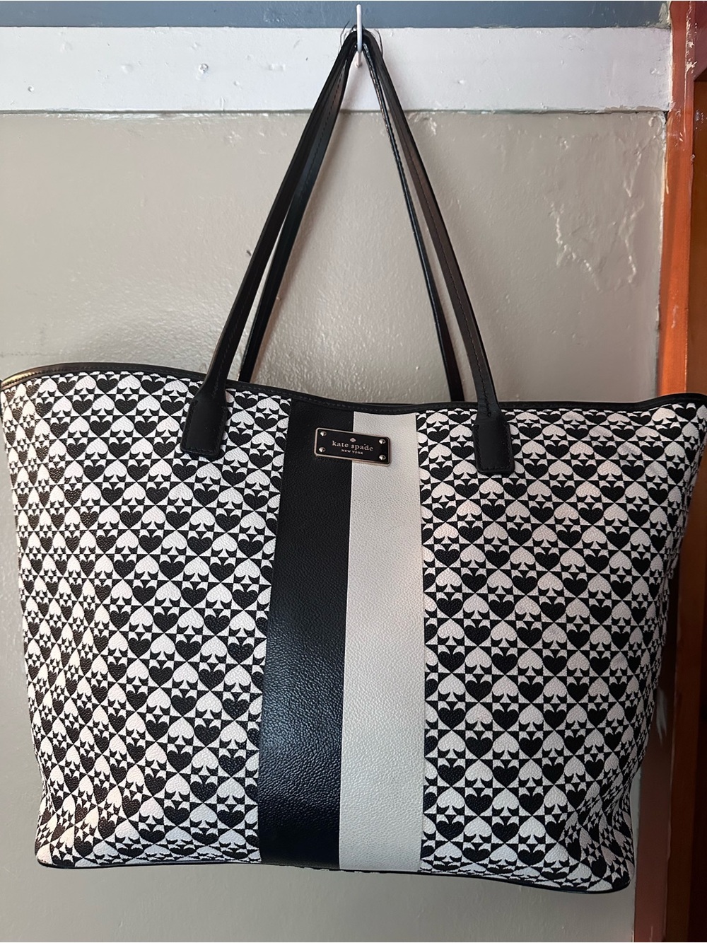 kate spade Black and White Geometric Stripe Tote